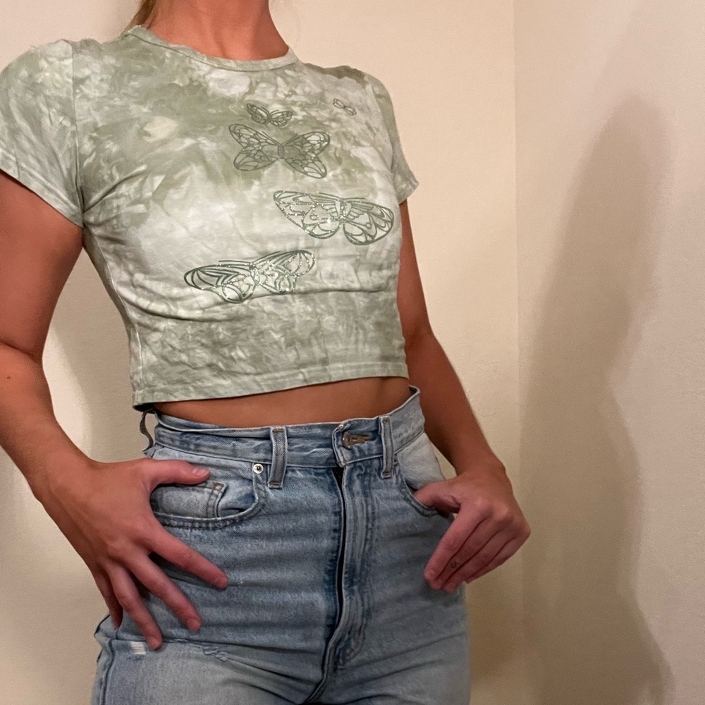 Y2K butterfly baby crop tee